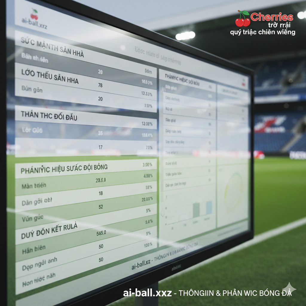 A detailed close-up shot of a tactical soccer strategy board or a digital screen displaying match statistics like 'Home Strength' and 'Head-to-Head' records. In the background, a slightly out-of-focus view of the lush green pitch of the Vitality Stadium is visible. The composition uses a shallow depth of field, with cool professional lighting and a modern sports broadcast aesthetic. This image complements the statistical analysis section of the article, emphasizing the data-driven nature of ai-ball.xyz.